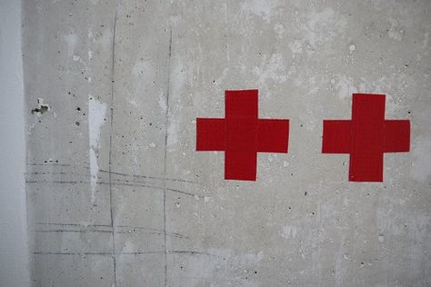 Contemporary Cross, Swiss Cross, Sketchbook Cover, Cement Wall, Red Tape, Cement Crafts, Red Cross, Children's Book Illustration, Book Cover Design