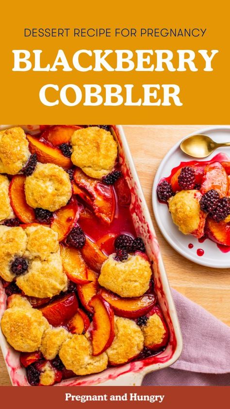 Looking for the perfect dessert recipe for pregnant women? This peach and blackberry cobbler recipe is hydrating and vegetarian.  Craving something sweet? This healthy dessert recipe is perfect for pregnant moms.  Click here to get this recipe and more. Food For Pregnant Women, Blackberry Cobbler Recipe, Blackberry Cobbler, Perfect Peach, Banana Dessert, Cobbler Recipe, Healthy Dessert Recipes, Perfect Desserts, Dessert Recipe