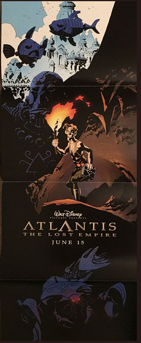 Promo poster for Disney's Atlantis by Mike Mignola. Mignola Art, Mike Mignola Art, Atlantis The Lost Empire, Disney Presents, Mike Mignola, Promo Poster, Fashion Vogue, Film Disney, Bd Comics