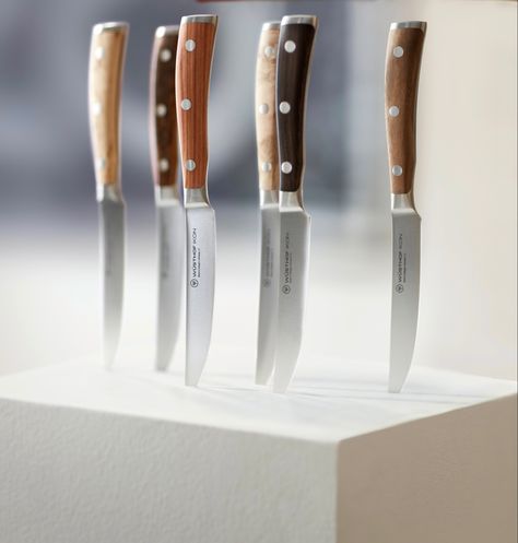 American Steak, Table Knife, Birdseye Maple, Steak Knife Set, Steak Knife, Leather Roll, Steak Knives, Magnetic Knife Strip, American Walnut