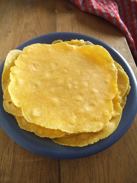 I often come home from the store and realize I forgot the very item that prompted me to go in the first place.   Corn tostadas were one of my most recent forgotten items.  Since I refuse to make a ... Cornmeal Tortillas Recipe, Cornmeal Tortillas, Make Corn Tortillas, Corn Tostadas, Allergy Free Baking, Corn Tortilla Recipes, Corn Meal, Daniel Fast Recipes, Tortilla Recipe