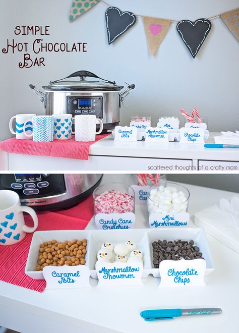 Diy Hot Chocolate Bar, Ice Skating Party, Diy Hot Chocolate, Winter Onederland Party, Winter Birthday Parties, Hot Chocolate Bar, Winter Onederland Birthday, Chocolate Party, Taco Bar