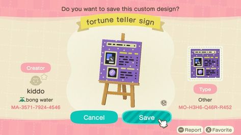 Acnh Fortune Teller, Fortune Teller Sign, Carnival Signs, Witchy House, Stall Designs, New Animal Crossing, Island Design, Fortune Telling, Fortune Teller