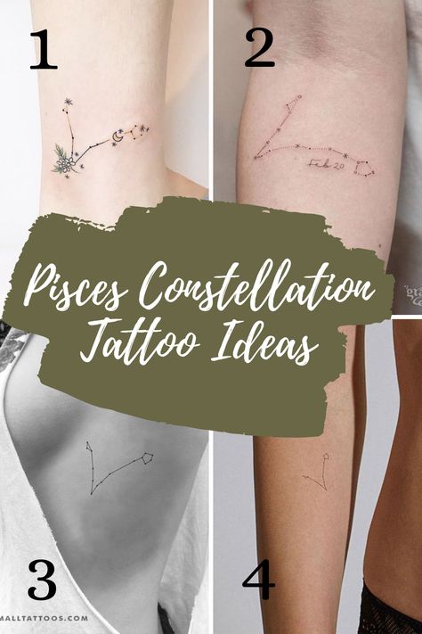 37 Open Pisces Tattoo Ideas - tattooglee Pisces Virgo Tattoo, Virgo And Pisces Tattoo, Pices Constellation Tattoo, Pices Zodiac Tattoo Women, Pices Zodiac Tattoo, Zodiac Tattoos Pisces, Pisces Tattoo Ideas, Starlight Tattoo, Pisces Constellation Tattoo