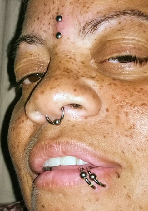 Triple Nose Piercing, Third Eye Piercing, Spider Bite, Eye Piercing, Spider Bites, Body Modification, Body Modifications, Big Time, Nose Piercing