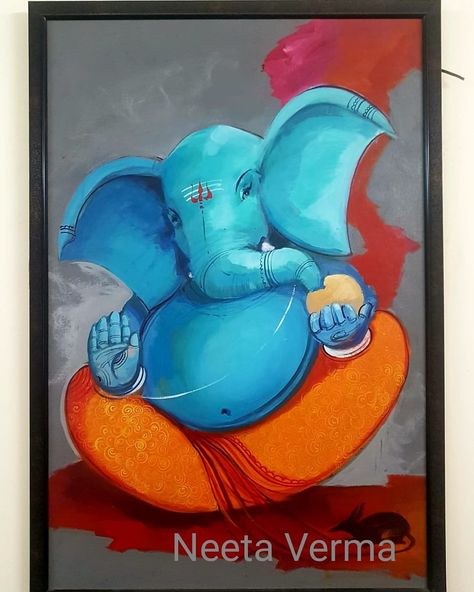 Lord Ganesha Paintings Canvases, Ganesh Art Paintings, Buddha Art Drawing, Indian God, Indian Art Gallery, Ganesh Art, Lord Ganesha Paintings, Ganesha Painting, Ganesha Art