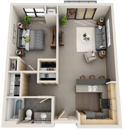 3d House Plans 1bedroom, Small One Bedroom Apartment Ideas Layout, Small 1 Bedroom Apartment Floor Plans, 1 Bedroom Apartment Kitchen, 1 Bedroom Floor Plans Layout, Apartment Layout 1 Bedroom, 550 Sq Ft House Plans, Small Apartment Floor Plans 1 Bedroom, 1bedroom Apartment Decor