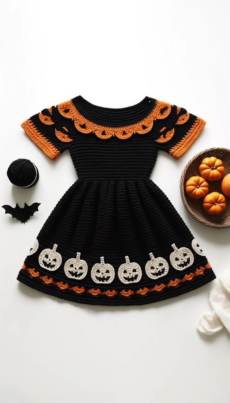 Crochet Halloween Clothes Patterns Free, Quick Crochet Halloween Costume, Crochet Fall Dress Pattern Free, Crochet Halloween Costume Patterns Free, Halloween Crochet Costumes, Crochet Baby Halloween, Crochet Cosplay, Plushie Ideas, Crochet Halloween Patterns Free