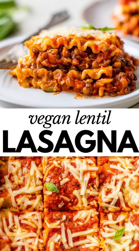 Easy vegan Lentil Lasagna uses french lentils instead of meat, making it a hearty plant-based option. In addition, it's filled with veggies, tomato sauce, a vegan "cheese" sauce and topped with dairy-free cheese, making it a go-to comfort food meal. Lentil Lasagna, 2025 Recipes, Vegetarian Pasta Recipe, Peanut Butter Noodles, Butter Noodles, Baking Challenge, Lentil Dishes, Lasagne Recipes, Recipe For Dinner