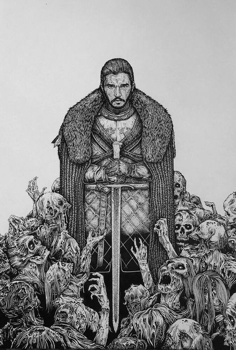 Baratheon Tattoo, Jon Snow Tattoo, Jon Snow Drawing, Game Of Thrones Tattoo Jon Snow, Jon Snow Art, Jon Snow Black And White, Game Of Thrones Pencil Drawings, Dessin Game Of Thrones, Snow Tattoo