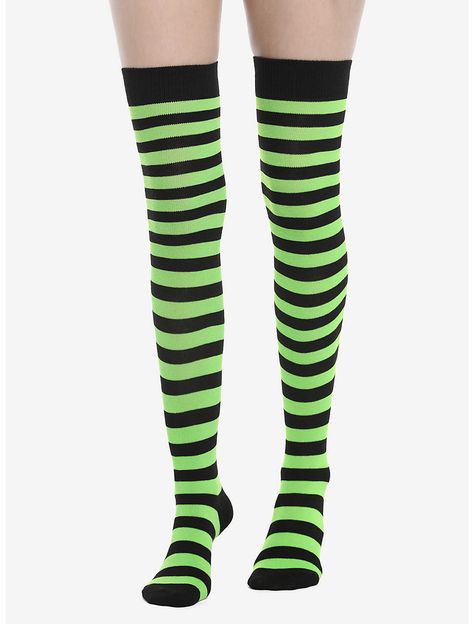 Green And Black Clothes, Scene Tights, Green Scene Outfit, Scene Socks, Scene Leggings, Scene Clothes, Scene Clothing, Scene Accessories, Scene Style