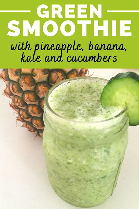 Kale Cucumber Smoothie, Pineapple Yogurt Smoothie, Pineapple Cucumber Smoothie, Smoothie With Pineapple, Pineapple Kale Smoothie, Pineapple Banana Smoothie, Healthy Smoothie Recipe, Mighty Mike, Green Shakes