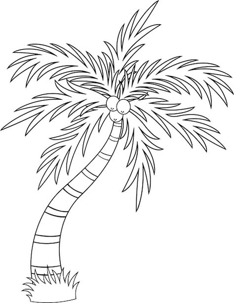 Coconut Tree Outline, Palm Tree Outline, Coconut Tree Drawing, Palm Tree Sketch, Sunset Ideas, Crown Of Leaves, Animal Stencil Art, Palm Tree Drawing, Tree Cut Out