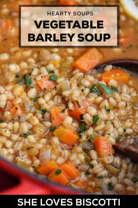 Healthy Vegetable Barley Soup Recipe Plant Based Barley Recipe, Italian Barley Soup, Barley Soup Vegetarian, Lentil And Barley Soup, Hearty Vegetable Soup Recipes, Vegetable Barley Soup Recipes, Vegan Veggie Soup, Bean And Barley Soup Recipe, Vegetarian Barley Soup