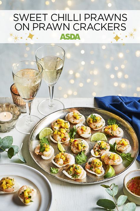 Christmas Canapés, Canapes Ideas, Prawn Crackers, Fundraiser Food, Christmas Canapes, Chilli Prawns, Chinese Takeaway, Christmas Tea Party, Canapes Recipes