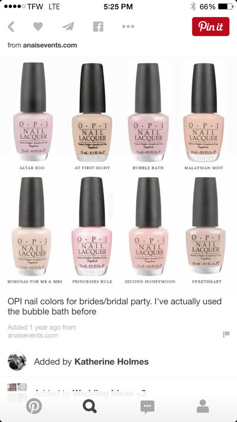 Wedding Nail Colors, Opi Bubble Bath, Nail Polish Shades, Opi Colors, Opi Nail Colors, Nails Opi, Bubble Baths, Nagellack Trends, Nude Nail