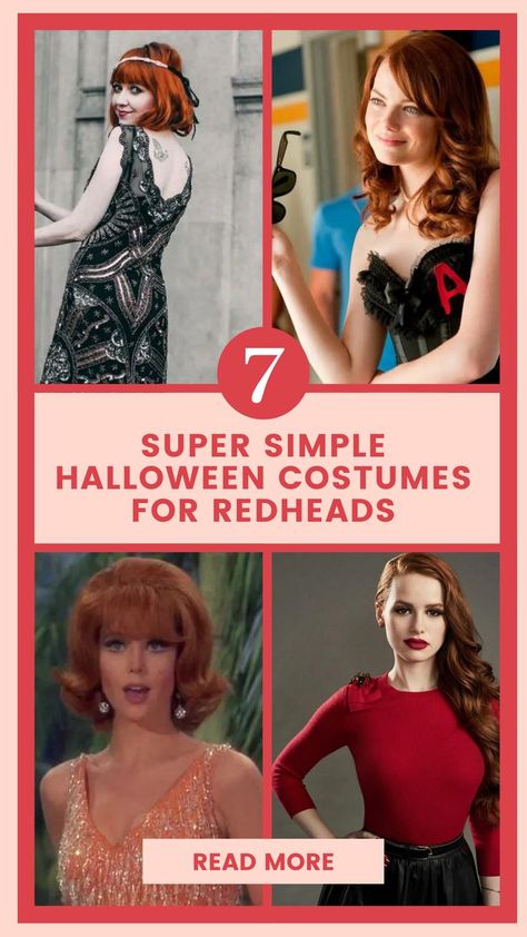 Easy Red Head Costume Ideas, Halloween Costumes 2023 Red Hair, Costumes For Strawberry Blondes, Costume Ideas Women Red Hair, Womens Halloween Costume Ideas Red Hair, Red Wig Halloween Costumes Ideas, Redhair Halloween Costume, Easy Redhead Costume, Strawberry Blonde Costume Ideas