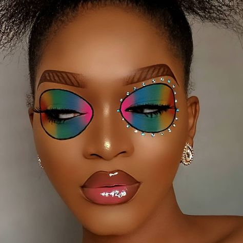 TAWAKALT 💋 on Instagram: “Art, Passion, Expression 🌈🌈🌈 ___ pls kindly repost 🙏😩���😩 ___(follow @tawakalt_ for more) ___ Product used Brow davis Eyeshadow…” Pink Under Eye Makeup Looks Black Women, Pink Eyeshadow Looks Black Women Tutorial, Neon Eyeshadow Looks Black Women, Pink And Orange Eyeshadow Looks Black Women, Pink Eyeshadow On Black Women, Orange Acrylic Nails, Pink Eyeshadow Look, Avant Garde Makeup, School Makeup