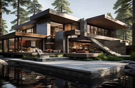 Big Modern Mansion, Dark Modern House, Mansion Modern, Mansion Plans, Modern Mansions, Modern Bungalow House Design, Huge Houses, Expect Nothing, Diy House Plans