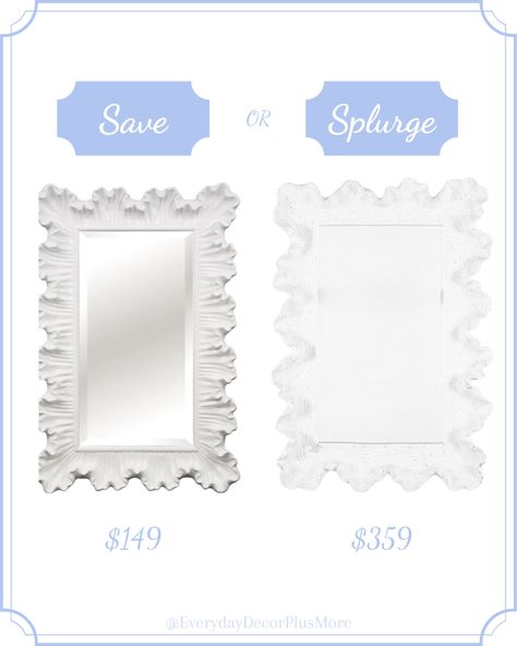 Atoll Rectangular Mirror curated on LTK Atoll Rectangular Mirror, Atoll Mirror, Mirrors Behind Nightstand Ideas, Powder Room Mirror Ideas, Mirror Behind Nightstand, Coral Mirror, Curvy Mirror, Powder Room Mirror, Scalloped Mirror