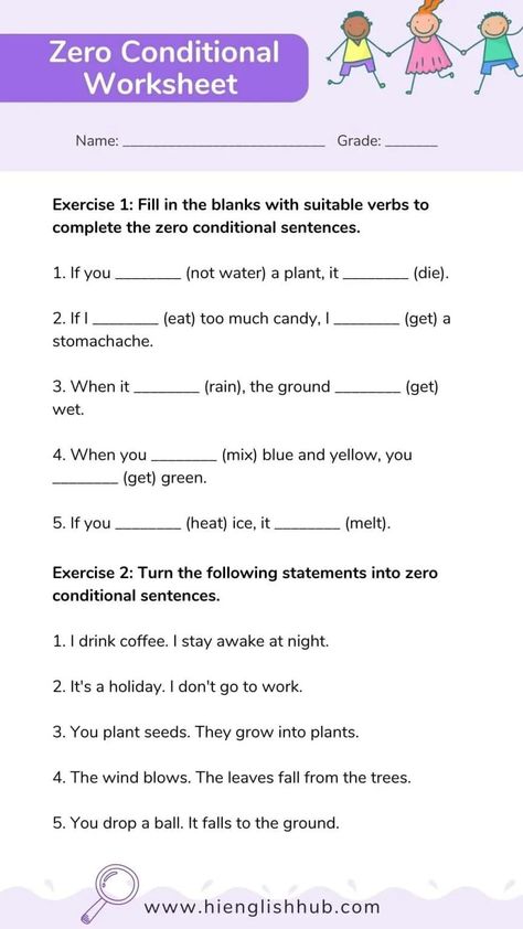 Zero Conditional Sentences: Definition, Structure, And FREE Worksheet - Hi English Hub If Zero Conditional Worksheet, Conditional Sentences Worksheets, Zero Conditional Sentences, Assignment Pics, Grammar Tenses Chart, English Grammar Tenses Chart, Conditionals Grammar, Zero Conditional, Conditional Sentences