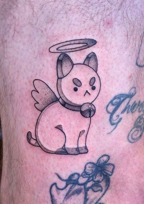 Bee and puppycat tattoo, black and grey, peppershading Bee And Puppycat Tattoo, Puppycat Tattoo, Tattoo Black And Grey, Inspired Tattoos, Bee And Puppycat, Tattoo Black, Neo Traditional, Black And Grey, Bee