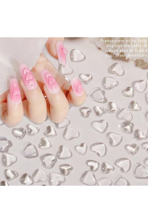 200 Pcs 3D Clear Heart Nail Art Charms Love Hearts Rhinestones Flat Jelly Resin Crystal Jewelry Diamonds for Acrylic Nail Supplies Women Craft DIY Manicure Decoration Accessories (Mixed Size) Acrylic Nail Supplies, Nail Art Charms, Heart Nail, Heart Nail Art, Nail Art Jewelry, Transparent Nails, Manicure Diy, Gem Nails, Nail Jewelry