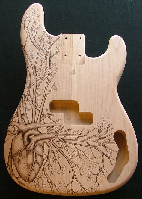 Guitar Body Art, Guitar Pyrography, Crazy Guitars, Custom Telecaster, Diy Electric Guitar, Guitar Artwork, Violin Art, Homemade Instruments, Guitar Diy