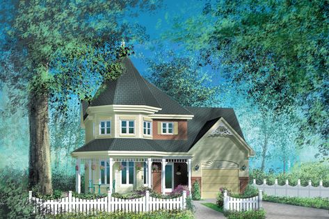 Plan #25-2035 - Houseplans.com Small Victorian House Plans, Small Victorian House, Houses Styles, Victorian House Plan, Victorian House Plans, Victorian Style House, Basement Floor Plans, Bedroom Floor Plans, Country House Plan