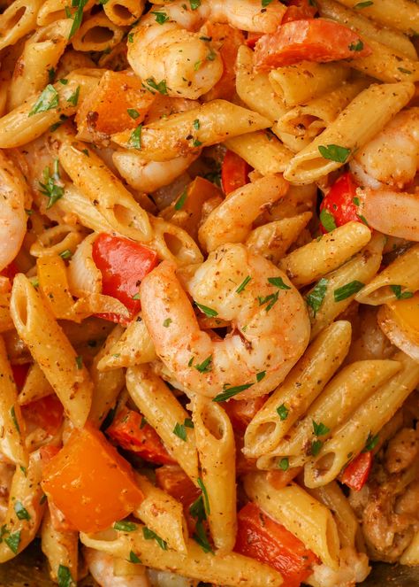 Shrimp And Chicken Pasta, Cajun Chicken And Shrimp Pasta, Cajun Chicken And Shrimp, Shrimp And Chicken, Jambalaya Pasta, Pasta Shrimp, Homemade Cajun Seasoning, Chicke Recipes, Cajun Pasta