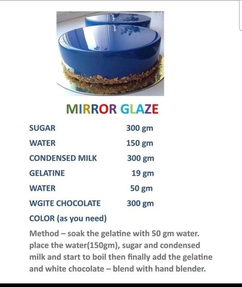 Mirror Glaze Recipe, Glaze Cake, Fancy Desserts Recipes, Fine Dining Desserts, Icing Recipes, Mirror Glaze Cake, Sweet Dishes Recipes, Mirror Glaze, Easy Baking Recipes Desserts