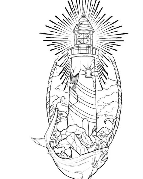 Travis Brown on Instagram: “Another really fun lighthouse I did recently,here a time lapse of the sketch.Always love doing nautical tattoos!!! More of them please…” Sailboat Sketch Tattoo, Maine Lighthouse Tattoo, Nautical Patchwork Tattoo, Lighthouse Drawing Tattoo, Neo Traditional Lighthouse, Traditional Lighthouse Tattoo Design, Lighthouse Traditional Tattoo, Lighthouse Tattoo Stencil, Landmark Tattoo