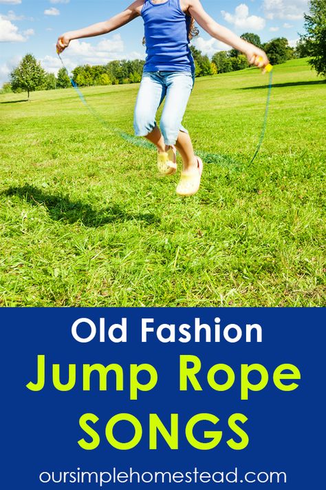 Jump Rope Songs and Rhymes One of my first memories of singing jump rope songs were in elementary school jumping rope to “Down in the valley where the green grass grows there sat Tracy sweet as a rose…” . . #jumprope #jumpingrope #oldfashiongames Jump Rope Songs, Jump Rope Games, Simple Homestead, Down In The Valley, Amish Style, Amish Culture, Children's Games, Songs For Kids, How To Simplify