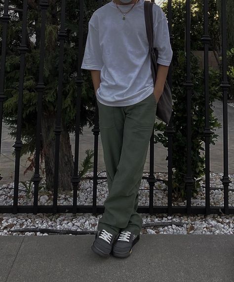 trendy cute mens fashion clothes boys grunge wear date ideas aesthetic #fashion Green Dickies Pants Outfit Men, Green Dickies Pants Outfit, Jordan 5 Outfit Men, Style Outfits Men, Jordan 5 Outfit, Noah James, Green Dickies, Pants Outfit Aesthetic, Pants Outfit Men