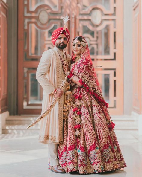 Royal Punjabi Bridal Look, Punjabi Wedding Couple Outfit, Punjabi Bridal Lengha, Punjabi Clothes, Royal Blue Prom Dress Long, Slim Fit Groom Suit, Sikh Wedding Photography, Punjabi Wedding Couple, Latest Bridal Lehenga Designs