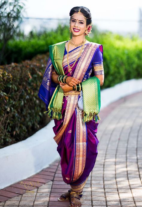 Timeless Nauvari Sarees For Stunning  Maharashtrian Brides Kashta Saree Wedding, नवरी साडी, Maharashtra Bride Look, Nauvari Saree Brides, Maharashtra Bride, Indian Reference, Maharashtrian Brides, Maharashtrian Bride, Marathi Saree