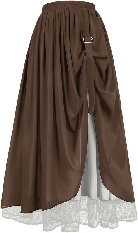 Amazon.com: Mingyuezai Women's Renaissance Skirt Victorian Peasant Double-Layer Maxi Long Skirt(2022015BN,L) : Clothing, Shoes & Jewelry Ren Fair Skirt, Peasant Skirt Outfit, Victorian Skirts, Layering Skirts, Peasant Outfit, Medieval Skirt, Victorian Peasant, Peasant Clothing, Victorian Skirt