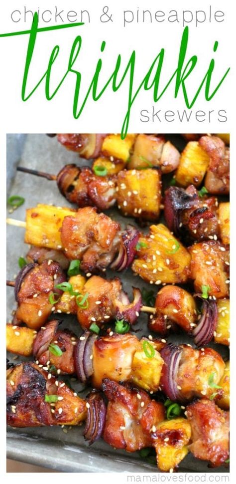 Teriyaki Pineapple, Pineapple Chicken Kabobs, Pineapple Skewers, Chicken And Pineapple, Pork Barbecue, Barbecue Recipe, Pineapple Skewer, Pollo Teriyaki, Chicken Kebab Recipe