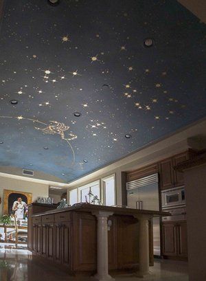 Hand-painted Ceiling Murals Statement Ceiling, Ceiling Murals, Ceiling Art, The Ceiling, Style At Home, My New Room, Ceiling Design, House Inspo, Home Fashion