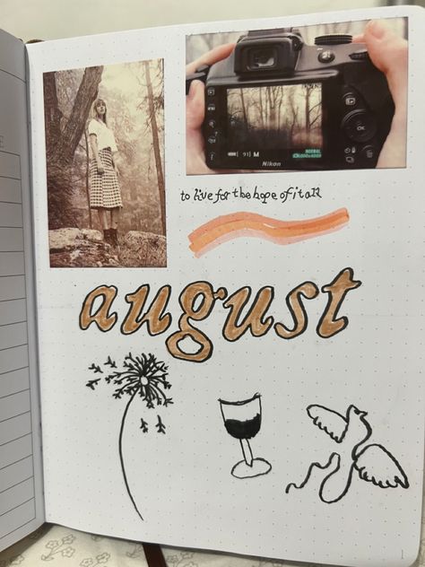 August Bullet Journal Cover Taylor Swift, Taylor Swift Inspired Scrapbook, August Bullet Journal Taylor Swift, Bujo Taylor Swift, Taylor Swift Journal Ideas, Bordem Busters, Taylor Swift Scrapbook, Taylor Swift Journal, Taylor Sift