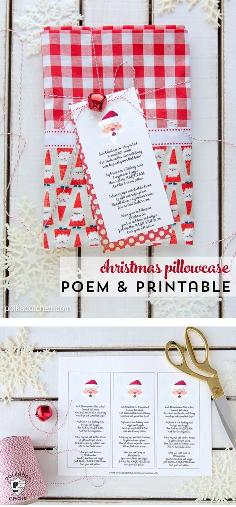 A free printable gift tag with a poem to attach to a pillowcase to give as a gift for Christmas. A free printable pillowcase poem. #christmas #christmasgift #diychristmasgift #freeprintable Christmas Towel Poem Printable, Christmas Eve Pillowcase Poem, Pillowcase Gift Ideas, Free Printable Christmas Poems, The Towel Poem Christmas, Christmas Towel Poem, Pillowcase Sayings, Christmas Gift Poem, Holiday Hand Towels