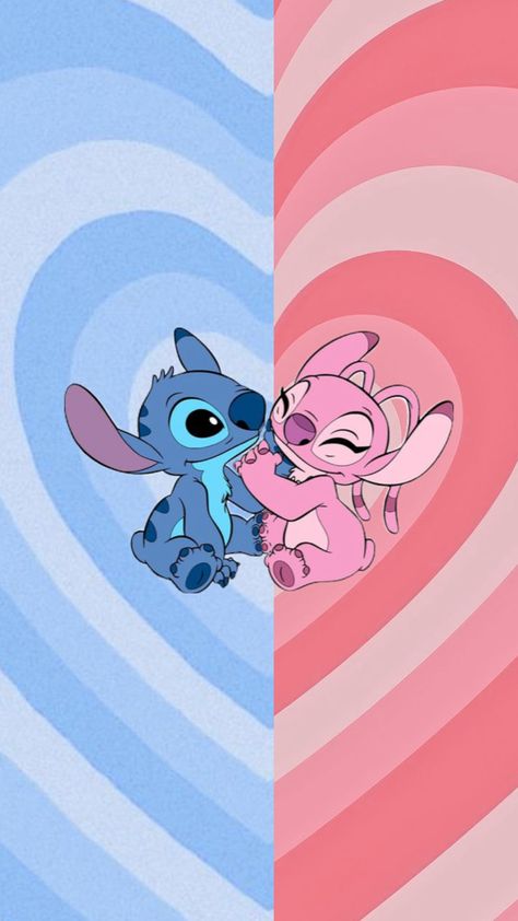 Matching Wallpaper Iphone, Disney Characters Stitch, Angel Wallpaper, Lilo Y Stitch, Stitch And Angel, Matching Wallpaper, Love Stitch, Stitch Disney, Dark Wallpaper