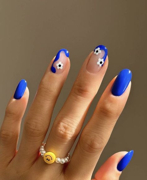 French Manicure Long Nails, Cute Gel Nails, Blue Nail, Spring Nail Art, Nagel Inspo, Minimalist Nails, Funky Nails, Chic Nails, Short Acrylic Nails