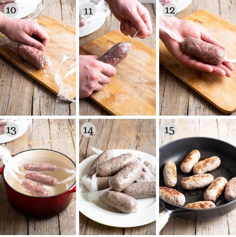 Easy Homemade Sausage - no casings. How to make juicy and delicious homemade sausage bursting with classic Italian flavours from fennel seeds, garlic, and red wine. These sausages can be made easily at home without any casings, skins or machine. Serve with polenta, a rich tomato sauce or with lentils for a classic Italian meal. #Italiansausage #sausage #homemadesausage Homemade Sausages No Casing, Diy Sausage, Home Made Sausage, Homemade Sausage Recipes, Sausage Making, Pantry Food, Italian Sausage Recipes, Sausage Dishes, Apple Sausage