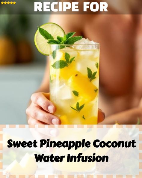 A refreshing homemade drink featuring a blend of sweet pineapple and coconut water, perfect for a holiday drink, presented as an infused liquor gift. Pineapple Coconut Water, Water Infusion, Infused Vinegars, Chopped Pineapple, Ripe Pineapple, Pineapple Chunks, Infused Coffee, Chef Inspiration, Pineapple Coconut