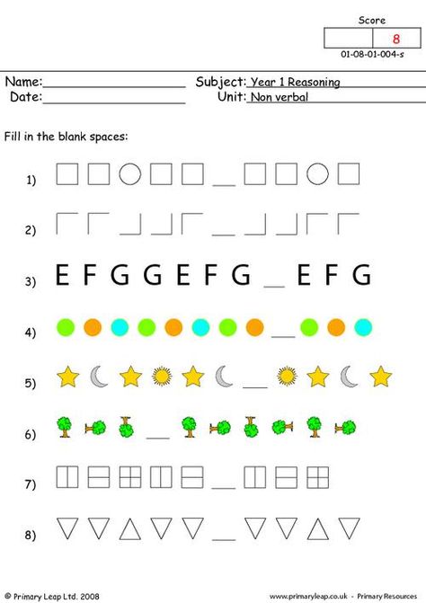 PrimaryLeap.co.uk - Patterns 1 Worksheet Logical Reasoning Worksheets Grade 1, Pattern Worksheet For Class 3, Patterns Worksheet Class 2, Number Patterns Grade 2, Patterns Grade 1 Worksheet, Maths Worksheet For Class 1 Pattern, Verbal Reasoning, Reasoning Activities, Worksheets For Grade 1