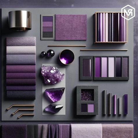 Purple Interior Design, Book Portfolio, Moodboard Design, Inspiration Moodboard, Trends 2025, Purple Interior, Material Palette, Interior Design Mood Board, Purple Design