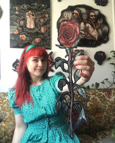 Michelle Avery Konczyk on Instagram: “Patterns and paintings and couches and red oh my! I’m cheesin’ with my new rose painting because I LOVE IT SO MUCH but when I posted it…” Avant Guard, Rose Painting, Art Styles, I Love It, Oh My, Fashion Art, Love It, Couch, Paintings