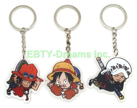 One Piece Keychain, Law Luffy, Anime Keychains, Anime Acrylic, Noragami Anime, Love Keychain, Kawaii Bags, Portgas D Ace, Video Game Anime