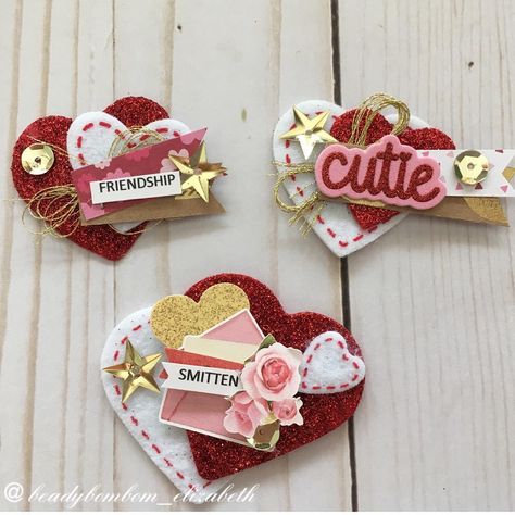 Valentine Embellishments, Cluster Embellishments, Heart Embellishments, Valentine Card Crafts, Valentine Art Projects, Embellishment Ideas, Diy Embellishments, Scrapbook Embellishments Diy, Embellishment Diy